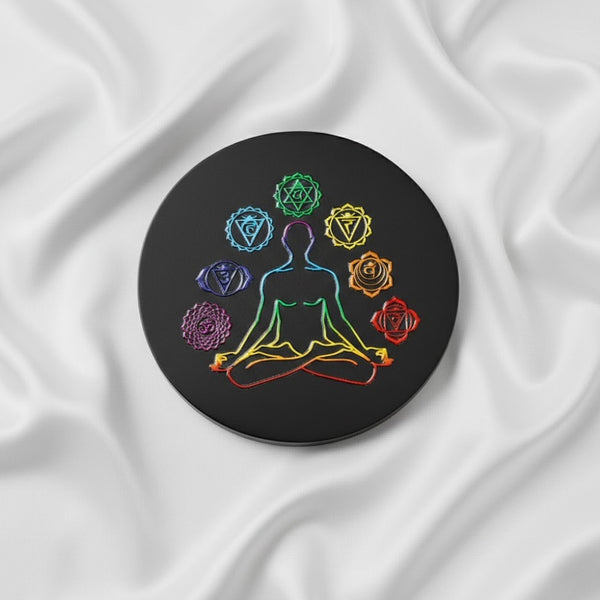 7 Chakra Black Obsidian Plate Spiritual Healing Tool