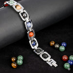 7 Chakra Silver Plated Bracelet Unisex Spiritual Jewelry for Positive Energy and Meditation India’s Largest Puja Accessories Brand- www.satvikstore.in 