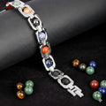 7 Chakra Silver Plated Bracelet Unisex Spiritual Jewelry for Positive Energy and Meditation India’s Largest Puja Accessories Brand- www.satvikstore.in 