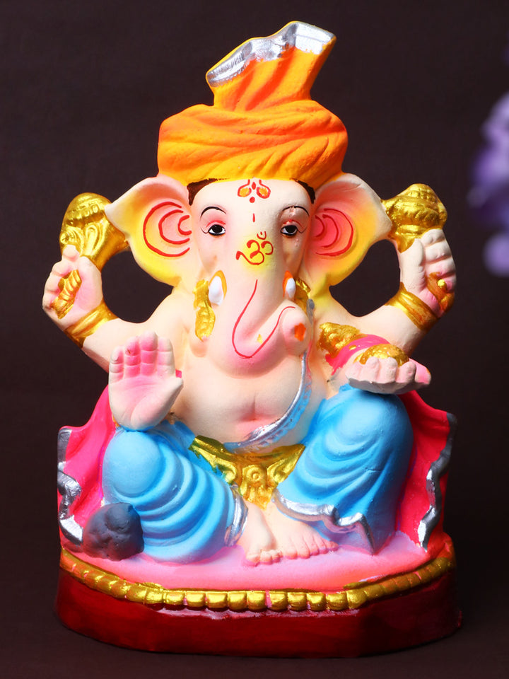 7 Inch Buddhividhata Eco-Friendly Ganesha Idol seated in Padmasana Pose, made from natural Shadu Mati with vibrant eco-safe colors. India’s Largest Pooja Accessories Brand – www.satvikstore.in