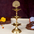 8.3 inch brass flying peacock 3 step Kerala Samai diya for pooja and temple use. India’s Largest Pooja Accessories Brand – www.satvikstore.in


