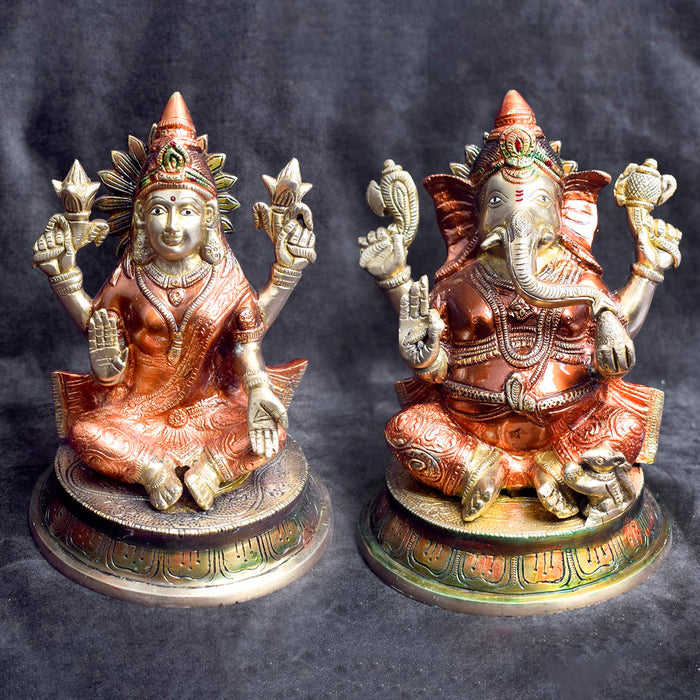 Beautiful handcrafted brass Lakshmi Ganesh idol for home temple and festive pooja. India’s Largest Brass Idols Brand - www.satvikstore.in