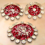 Decorative Metal Peacock Flower Urli with Tea Light (Pack of 3)