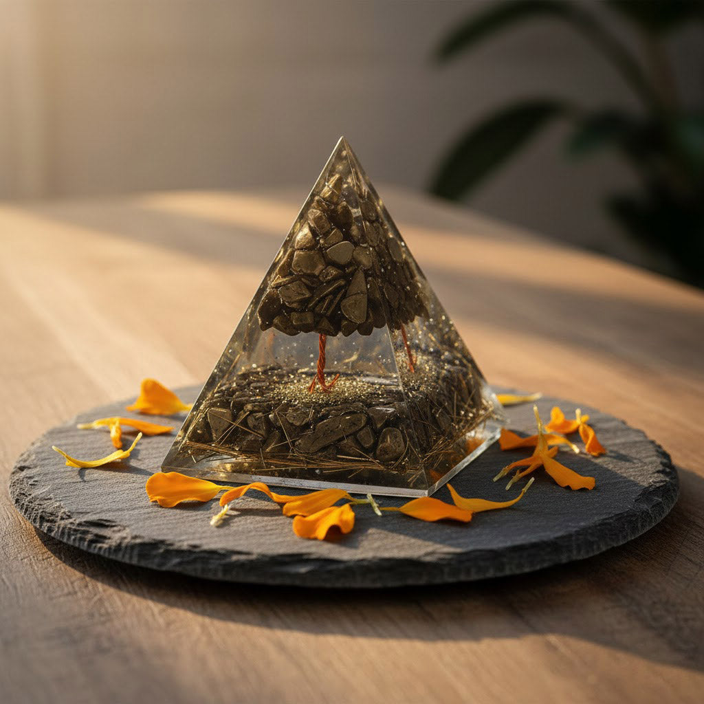 Pyrite Tree Pyramid Decorative Spiritual Piece