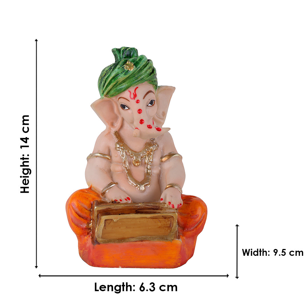 Playing Harmonium Hand-Painted Sitting Ganpati Statue