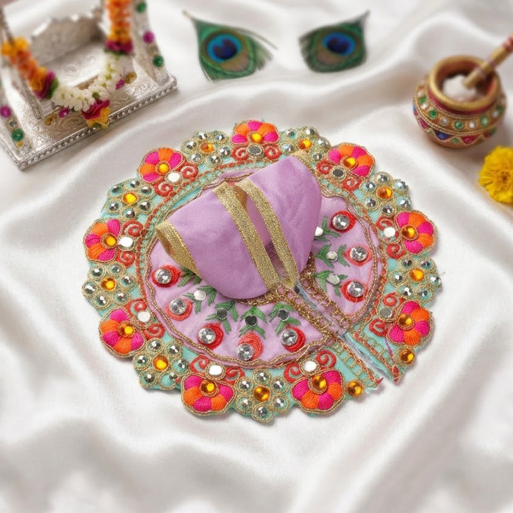 Size No.2 Heavy Stone & Thread Work Designer Laddu Gopal Dress