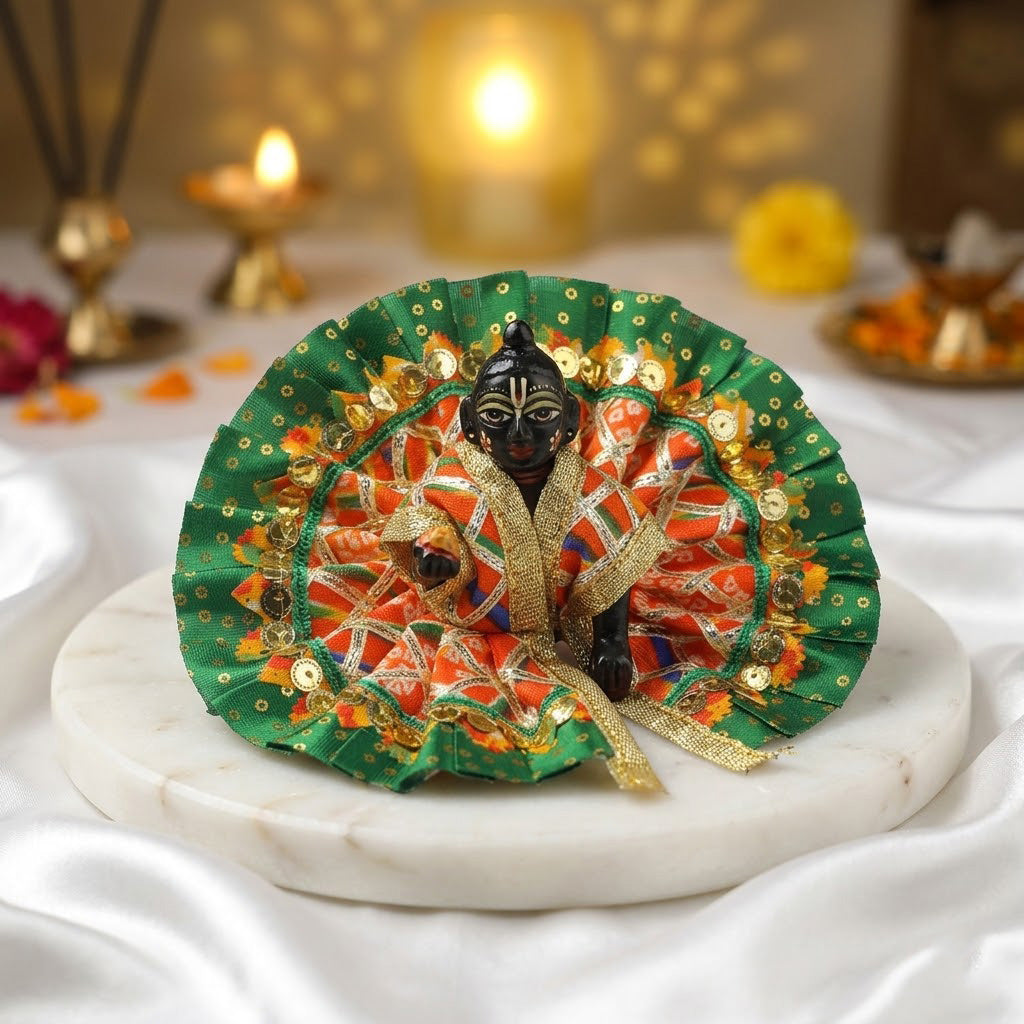 Size 1 Handcrafted Bandhani Print Laddu Gopal Dress