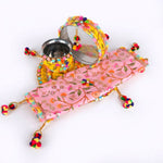 11 Pc Elegant Yellow & Pink Embroidery Karwa Chauth Thali Set