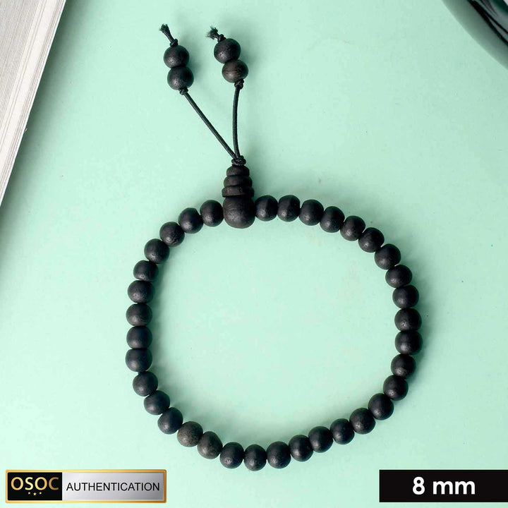 8mm government certified Karungali bracelet with gloss finish, suitable for daily wear, spiritual protection, and positive energy. India’s Premium Jap Mala Store - www.satvikstore.in