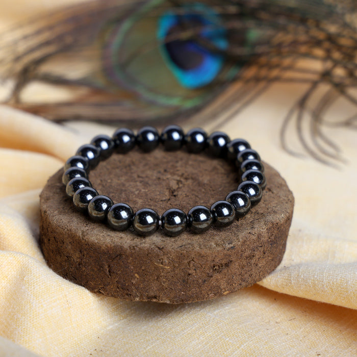 8mm Hematite Crystal Bracelet for Reiki Healing, Grounding, Protection, and Positive Energy Balance – Premium Polished Hematite Beads for Daily Wear. India’s Largest Pooja Accessories Brand – www.satvikstore.in