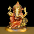 9.1-inch Lord Ganesh brass idol featuring Ganesh Ji in a blessing pose, ideal for home temples, pooja rooms, and spiritual decor. India’s Largest Brass Idols Brand - www.satvikstore.in
