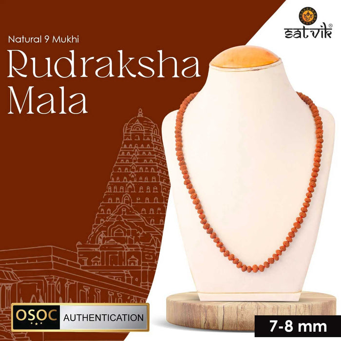 Original 9 Mukhi Rudraksha Mala – 108 Beads for Strength, Protection & Spiritual Power.India’s Premium Jap Mala Store - www.satvikstore.in