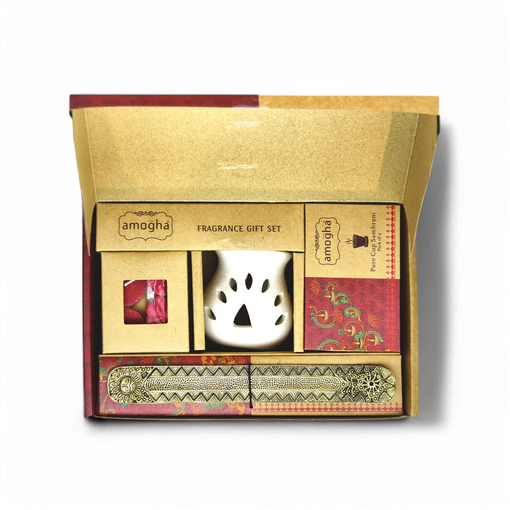 Amogha Serenity fragrance gift box with incense products