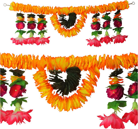 Artificial Flower Bandarwal for Door Decoration – Floral Toran Design-4 with colorful artificial flowers and ethnic elements, perfect for festive, wedding, and spiritual decor. India’s Largest Pooja Accessories Brand – www.satvikstore.in