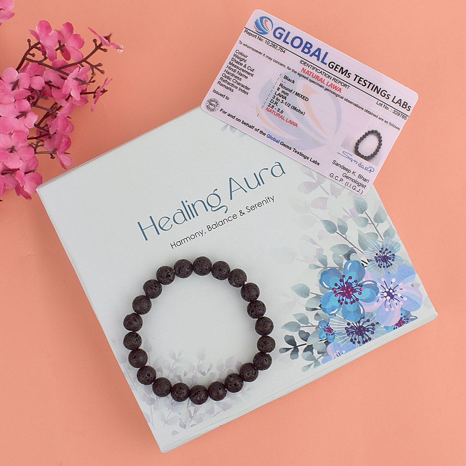 Authentic Lava Crystal Bracelet for Reiki Healing MM