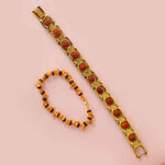 Premium PVD Coated Gold Plated Rudraksha Bracelet Combo