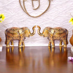 Large Brass Idol of Elephant Statue with Upward Trunk – A Symbol of Prosperity, Good Luck & Vastu Positivity for Home & Office Decor
