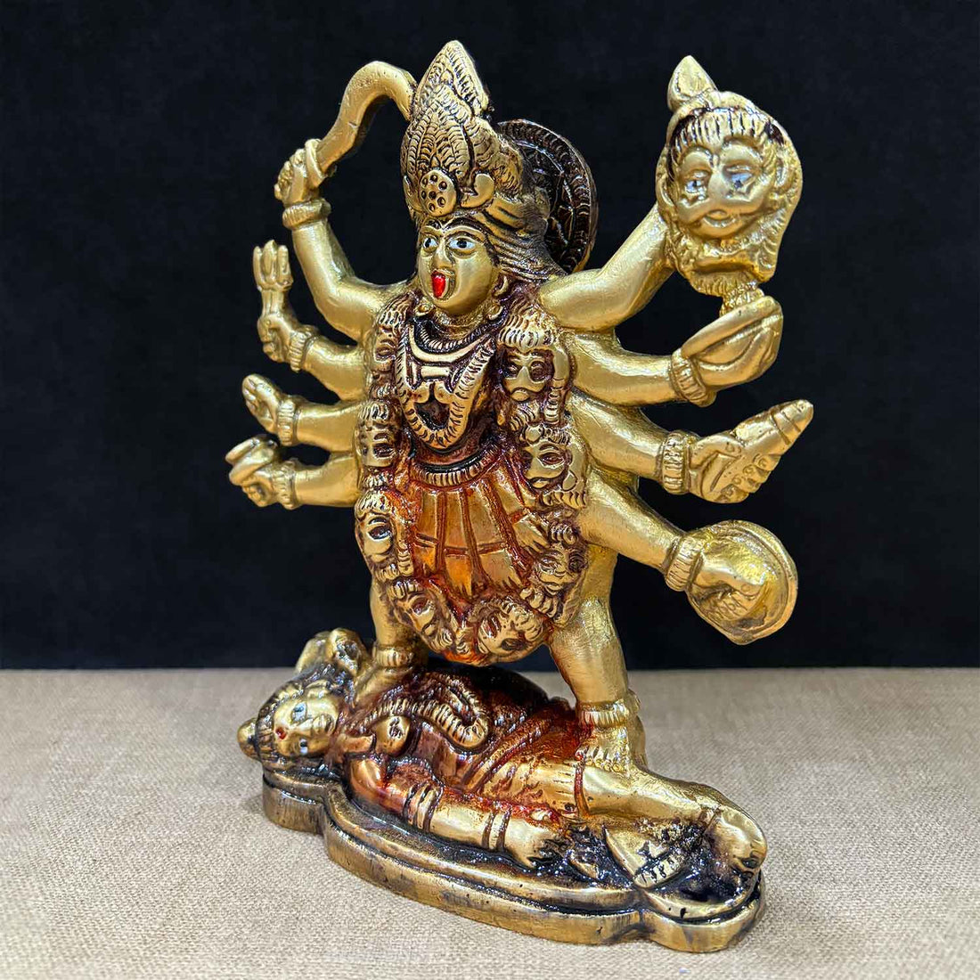 6.7 Inch Brass Kali Mata Sculpture