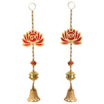Shubh Labh 1-Tier Lotus with Bell Wall Hanging (Pair)