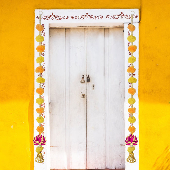 Beautiful Marigold Lotus Hanging with Golden Bells for Traditional Festive Home Decor and Ethnic Festival Celebrations. India’s Largest Pooja Accessories Brand – www.satvikstore.in
