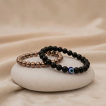 black obsidian evil eye bracelet golden pyrite bracelet protection prosperity combo. India’s Largest Puja Accessories Brand- www.satvikstore.in