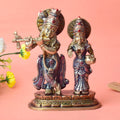 6.7 Inch Sacred Radha Krishna Idol – Beautifully Handcrafted Brass Statue Depicting Radha and Krishna in a Loving Embrace, Symbolizing Eternal Love, Devotion, and Harmony for Home Temple and Spiritual Decor. No.1 Brass Idol Store www.satvikstore.in 