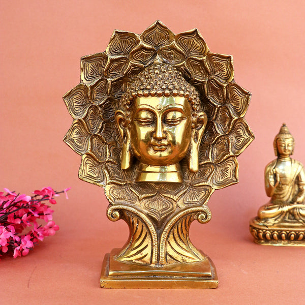 9.5 Inch Brass Buddha Face Statue