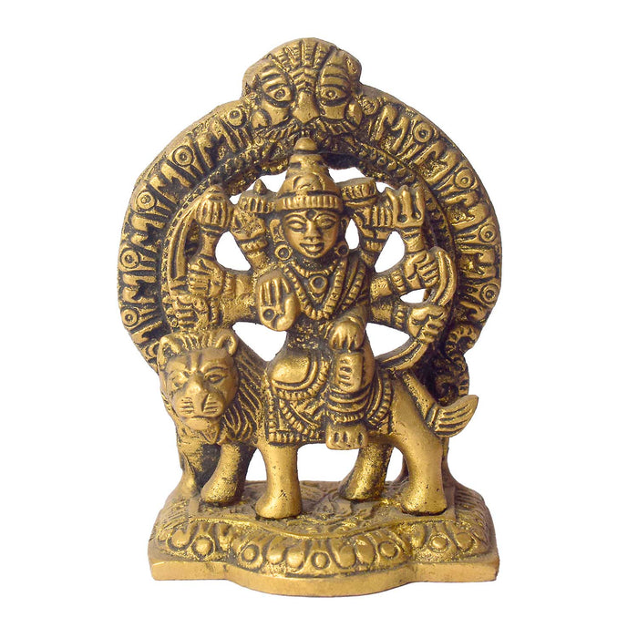 3 Inch Brass Durga Idol – Compact Divine Statue for Car Dashboard, Home Temple, and Puja Room Decor. No.1 Brass Idol Store www.satvikstore.in 