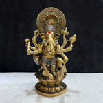 The "11.6 Inch Ganesh Idol" is a majestic and detailed representation of Lord Ganesha, embodying divine presence, prosperity, and new beginnings. Standing at 11.6 inches tall, this idol features intricate craftsmanship, capturing Ganesha’s serene expression and symbolic attributes, including his axe, lotus, and modak.