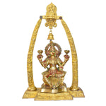 Handcrafted Brass Goddess Lakshmi Idol with Bell Arch | Glossy Finish Temple Decor | Premium Brass Laxmi Murti for Home and Mandir | Best for VIP Gift, Big Premium Gift & Temple Installations | Beautiful Multicolor Detailing | Ideal for Puja, Festival & Auspicious Gifting | India's Largest Puja Accessories Brand - Satvik No. 1 Brass Idol Collection. 
