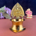 Brass Kamakshi Amman Diya (Small) – Traditional South Indian oil lamp featuring the divine form of Goddess Kamakshi, made in pure brass for auspicious rituals. India’s Largest Pooja Accessories Brand – www.satvikstore.in