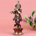 7.2 Inch Brass Krishna Idol with elegant flute-playing posture and fine detailing – perfect for home temple, Janmashtami celebrations, and spiritual décor  No.1 Brass Idol Store www.satvikstore.in 