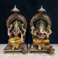 8.7 Inch Timeless Brass Lakshmi Ganesha Idol – Symbol of Wealth, Wisdom, and Prosperity for Puja Room or Festive Decor India's Largest Puja Accessories Brand - Satvik No. 1 Brass Idol Collection 