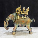 8 Inch Brass Lord Ganesh Sitting on Elephant with Riddhi and Siddhi – Symbol of Prosperity, Wisdom, and Auspicious Beginnings. India's Largest Puja Accessories Brand - Satvik No. 1 Brass Idol Collection 