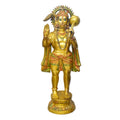 Handcrafted large brass statue of Lord Hanuman standing with a gada (mace) over his shoulder and a blessing gesture, glossy finish, weight 75000 grams (75 kg), height 132 cm (approximately 51.97 inches), length 55 cm (approximately 21.65 inches). Best for VIP Gift, best for big premium gift, best for your temple. India's Largest Puja Accessories Brand - Satvik No. 1 Brass Idol Collection 

