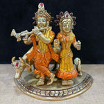 5.5 Inch Radha Krishna Pair Idol with Cow – Handcrafted Brass Statue Symbolizing Divine Love, Devotion, and Spiritual Harmony for Home and Temple Decor. No.1 Brass Idol Store www.satvikstore.in 