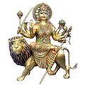 34 Inch Large Brass Sherawali Mata Statue Seated on Lion – Divine Symbol of Strength, Protection, and Devotion for Temple or Home Mandir.India's Largest Puja Accessories Brand - Satvik No. 1 Brass Idol Collection 

