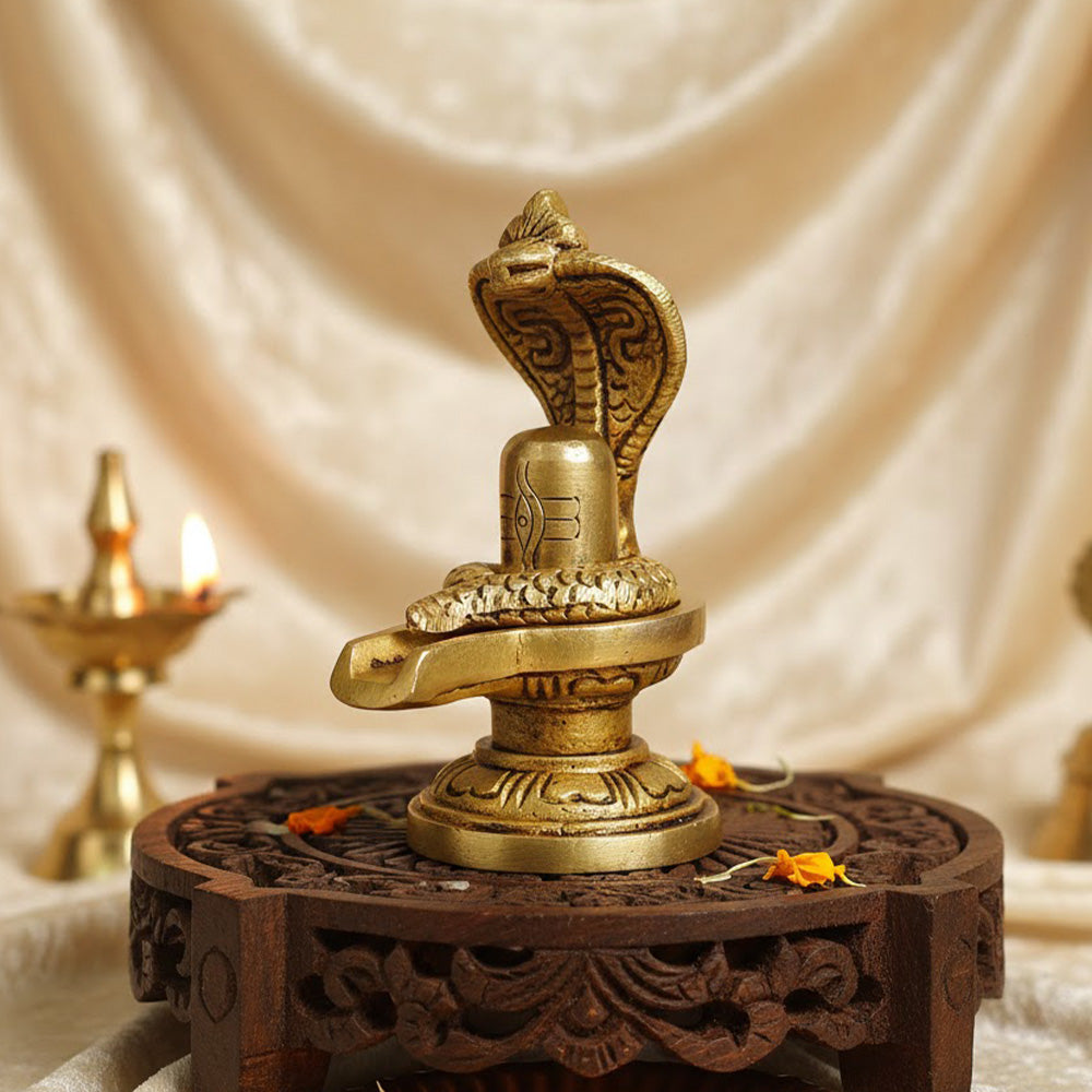 Elegant Brass Shivling with Nag. India’s Largest Pooja Accessories Brand – www.satvikstore.in