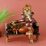 7.2 Inch Brass Sitting Ganesha Idol beautifully handcrafted with serene expression, symbolizing wisdom, success, and prosperity—perfect for home temple or décor. No.1 Brass Idol Store www.satvikstore.in 
