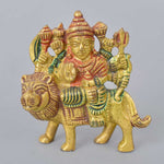 2.6 Inch Vibrant Sherawali Mata Idol – Compact Brass Statue for Car Dashboard, Home Temple, or Festive Decor. No.1 Brass Idol Store www.satvikstore.in 