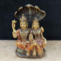 5 Inch Brass Vishnu Laxmi Idol – Exquisitely crafted divine statue symbolizing prosperity, protection, and harmony for home temple and gifting. No.1 Brass Idol Store www.satvikstore.in 