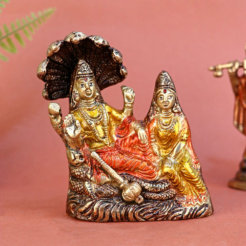 2.3 Inch Brass Vishnu Laxmi Statue- Small