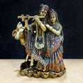 6.3 Inch Sacred Radha Krishna with Kamdhenu Cow Idol – Beautifully Crafted Brass Sculpture Depicting Divine Love of Radha Krishna with the Holy Kamdhenu Cow, Ideal for Home Temple. No.1 Brass Idol Store www.satvikstore.in 

