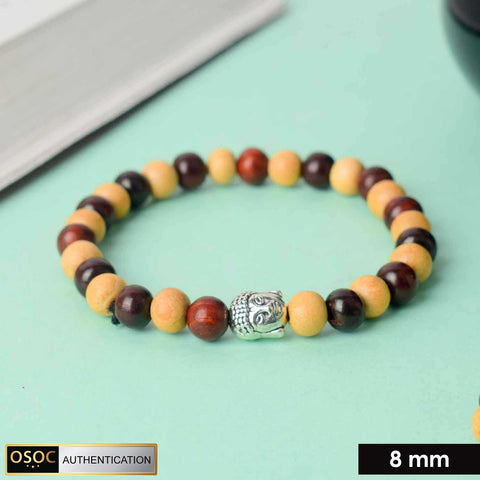 Buddha Red and White Sandalwood Bracelet