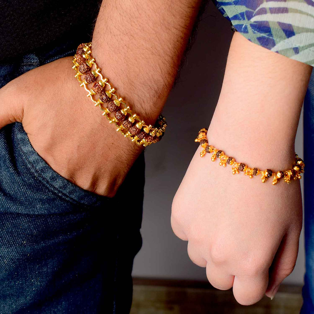 Gold Plated Rudraksha Bracelet with Premium IGP Coating (Combo)