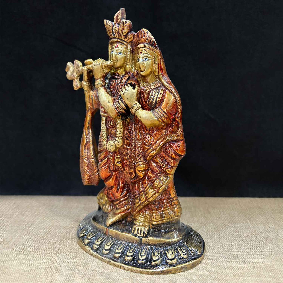 7.1 Inch Brass Radha Krishna Pair Idol