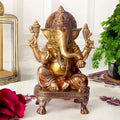 The Laxmi Ganesh colorful Murti, which is constructed of virgin-quality brass for persistent use, is a symbol of successful marriages, happiness, and tranquility in relationships. 
