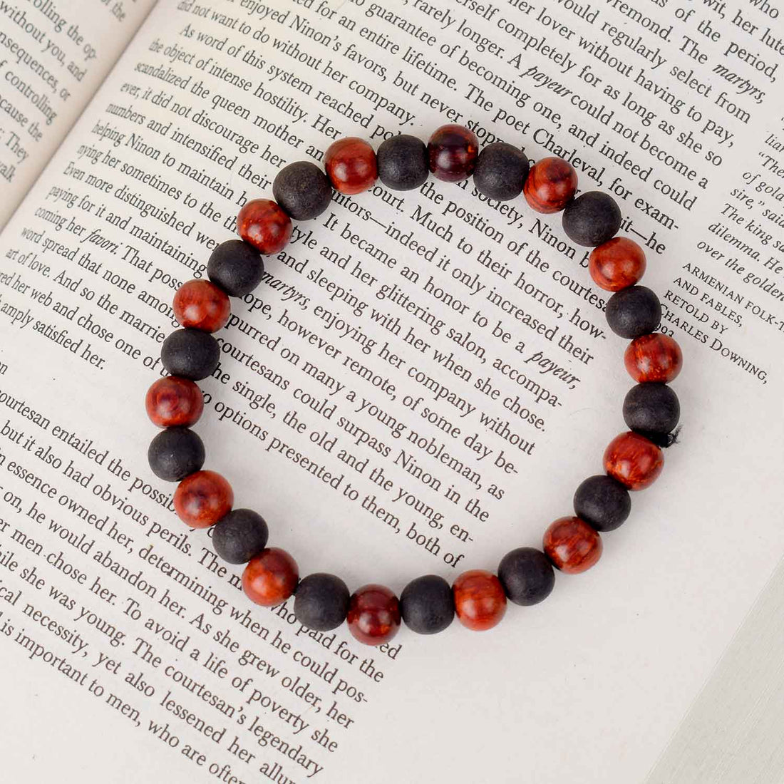 Govt. Certified 8mm Red Sandalwood and Karungali Bracelet