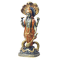  Large Brass Idol of 17 Inch Brass Vishnu Standing with Sheshanag. Bring divine protection and blessings into your home with this stunning 17-inch Brass Vishnu Standing with Sheshanag Idol. This intricately crafted statue features Lord Vishnu, the preserver of the universe, standing gracefully atop the Sheshanag (cosmic serpent). on www.satvikstore.in