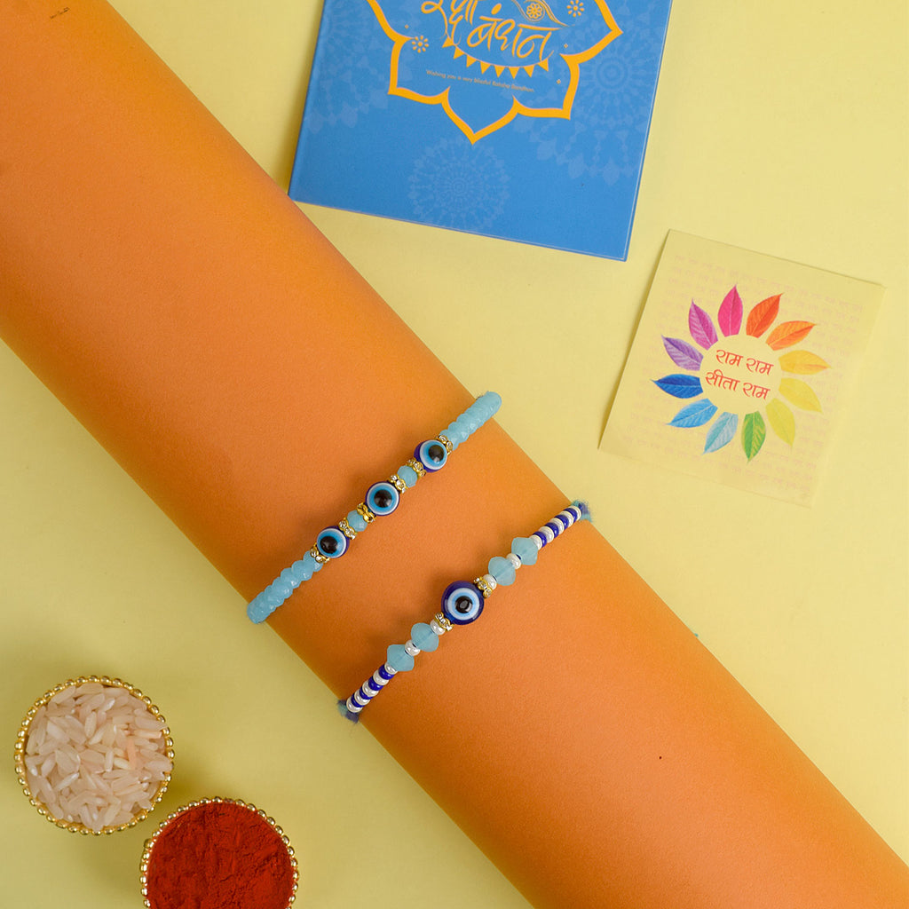 Set of 2 Traditional Rakhis for Brothers with Roli Chawal and Ram Sita Stickers – Raksha Bandhan Gift Pack. India’s Largest Pooja Accessories Brand - www.satvikstore.in